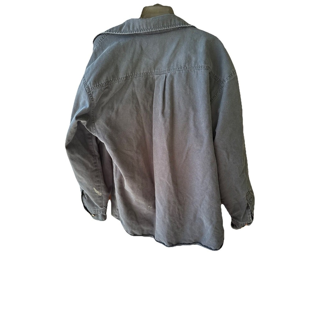 Levi Strauss Mens Large Faded Black Canvas Fleece Lined Shirt Jacket RN108480 - Picture 6 of 13